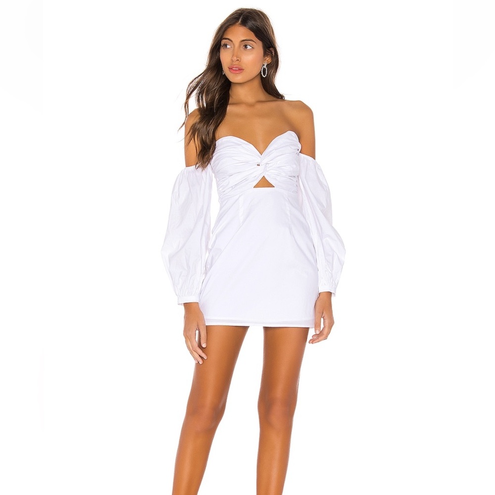 Flynn Ruched Sleeve Dress in White